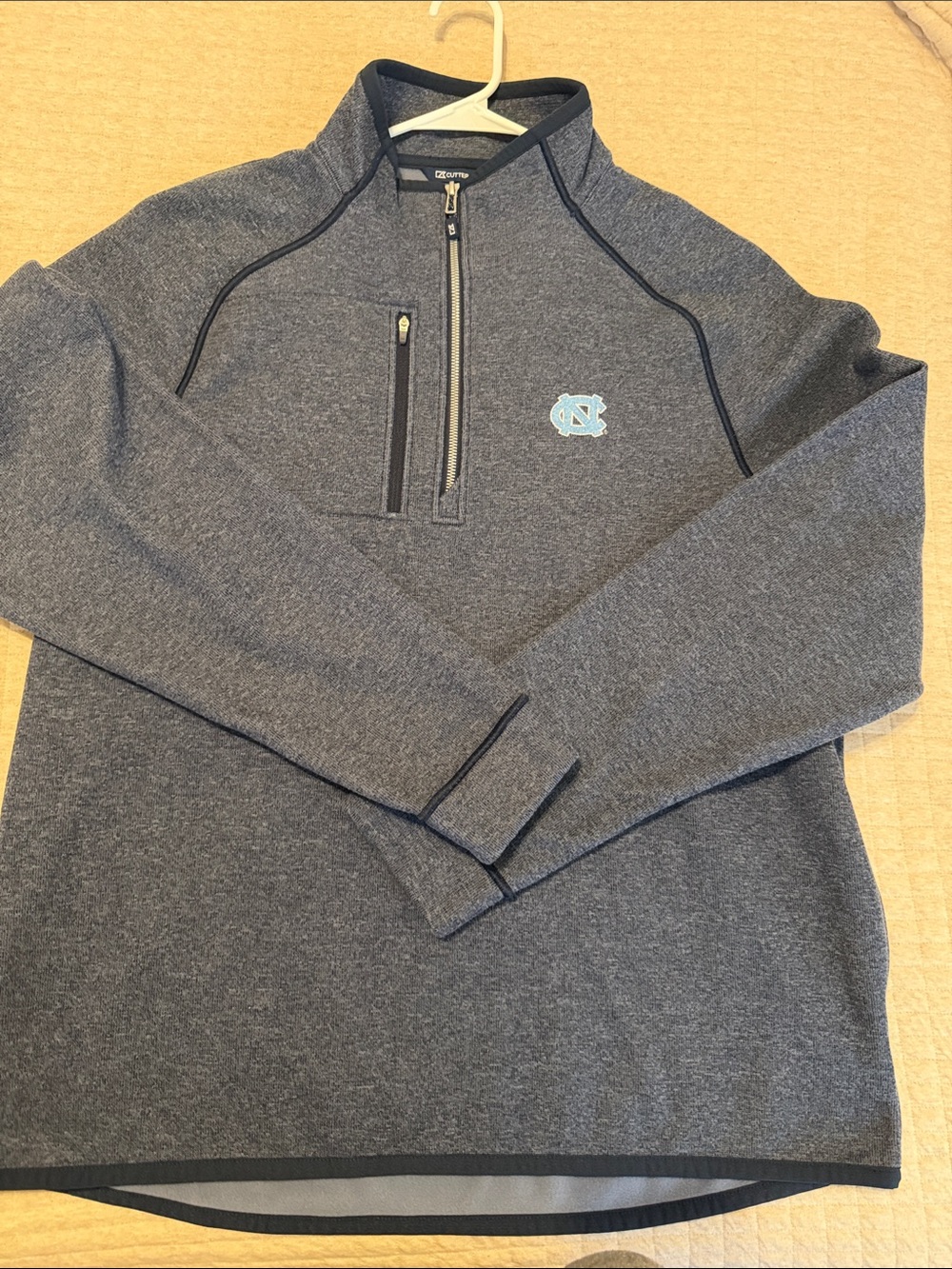 University of North Carolina Blue Logo Men’s Heathered Gray Quarter-Zip Pullover